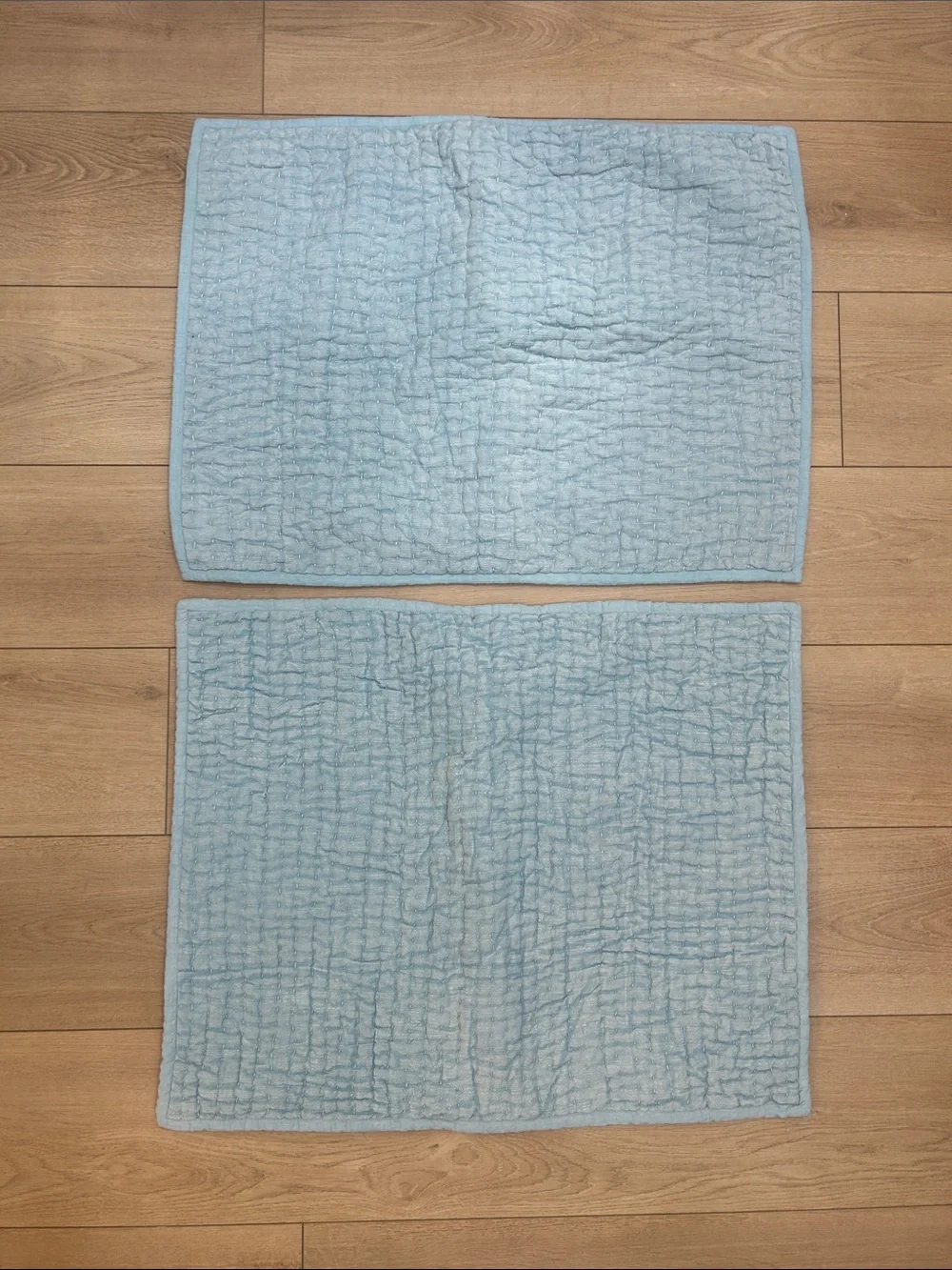 Pottery Barn Stonewashed Cotton Pick-Stitch Sham Blue Standard Set